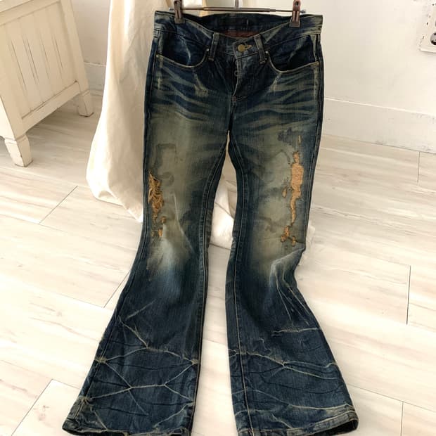 Y2K distressed washed bootcut pants