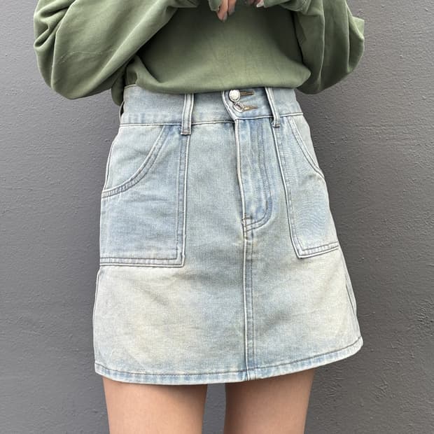 romwe  연청 데님 미니 스커트