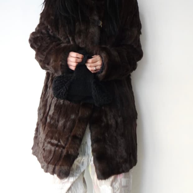 Multy way hoody fur jacket / brown