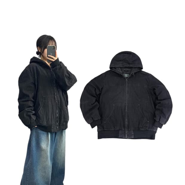 칼하트맛 빈티지 덕액티브 후드 워크자켓 블랙