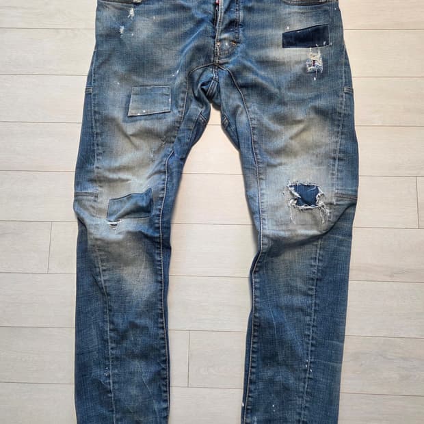 디스퀘어드 패치워크 데님 팬츠