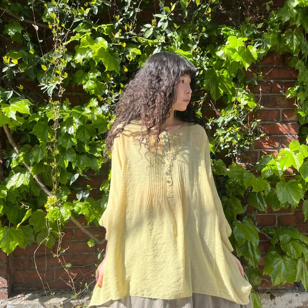 보헤미안 연 노랑 블라우스