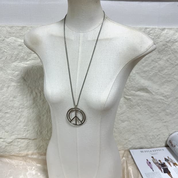 빈티지 피스 심볼 박스체인 목걸이