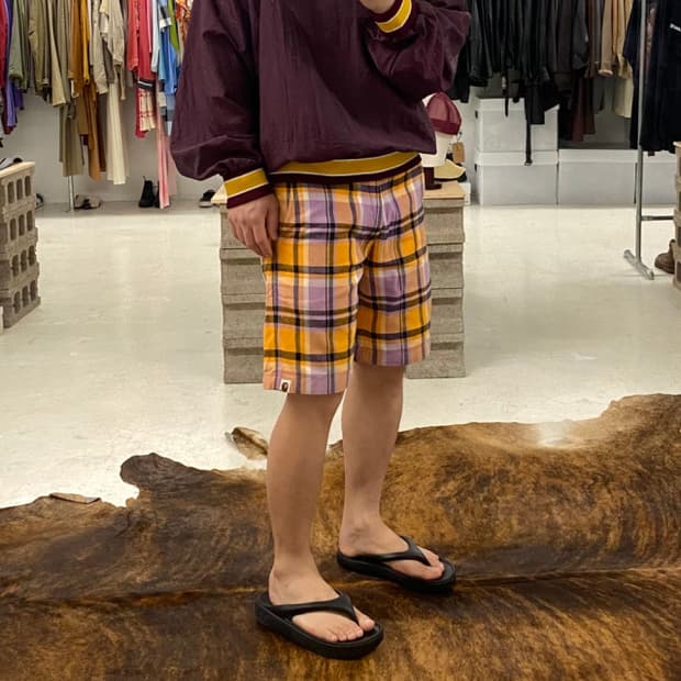 BAPE check half pants 베이프 체크 반바지