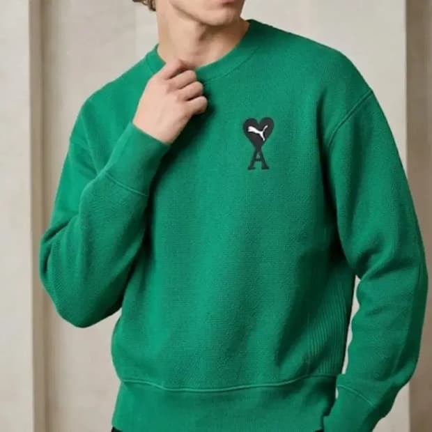 아미 x 푸마 하트 로고 맨투맨 그린 M