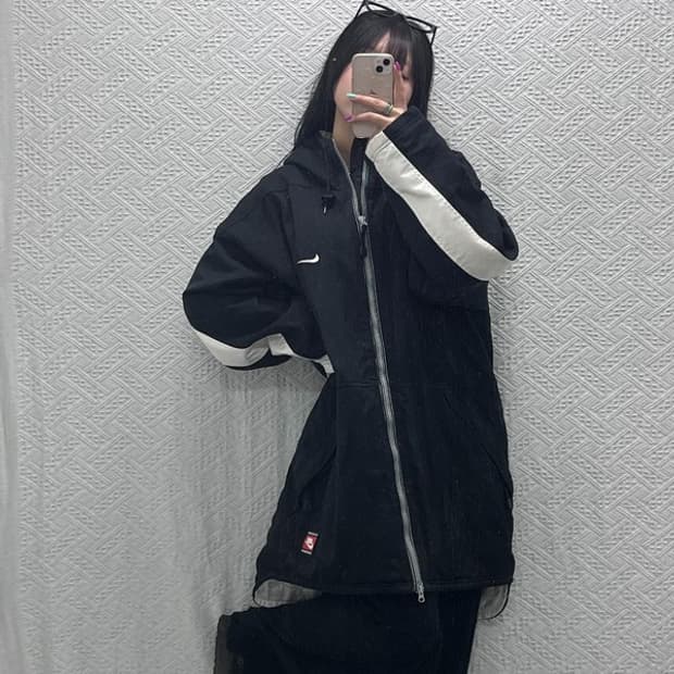 나이키 올드스쿨 배색 백스우시 누빔 바람막이 점퍼 돕바 M C07173