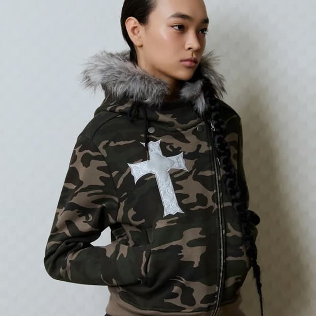 러브이즈트루 언발란스 후드집업/카모