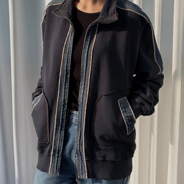 [M-L]돌체앤가바나 정품 인디고 데님 데미지 코튼 집업