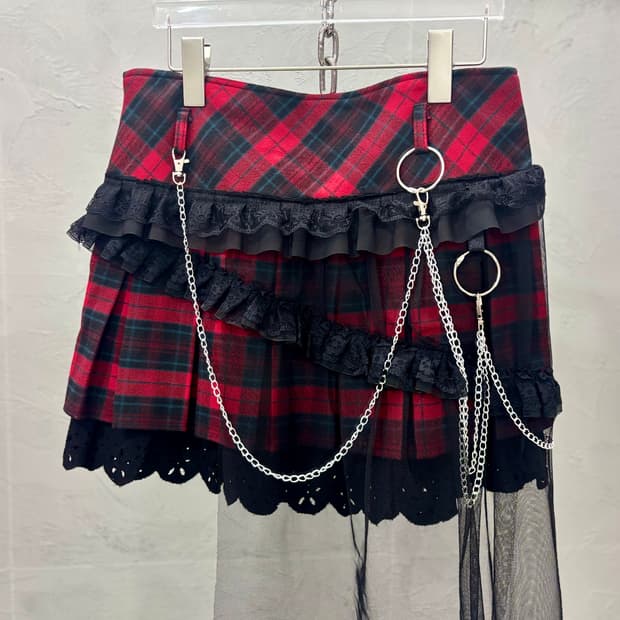고스펑크 타탄체크 스커트