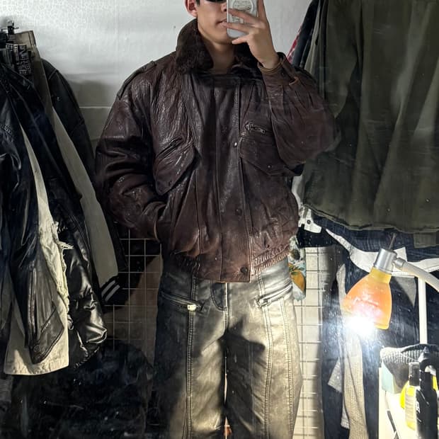 Japanese Military 무스탕 레더 자켓 L