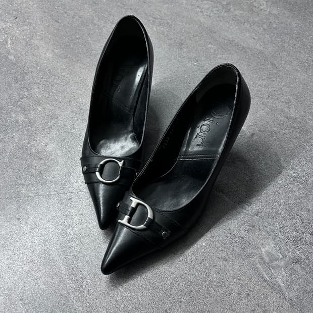 디올 레더 스틸레토 펌프스 