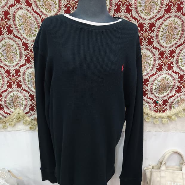 폴로 랄프로렌 블랙 와플 슬리브리스

