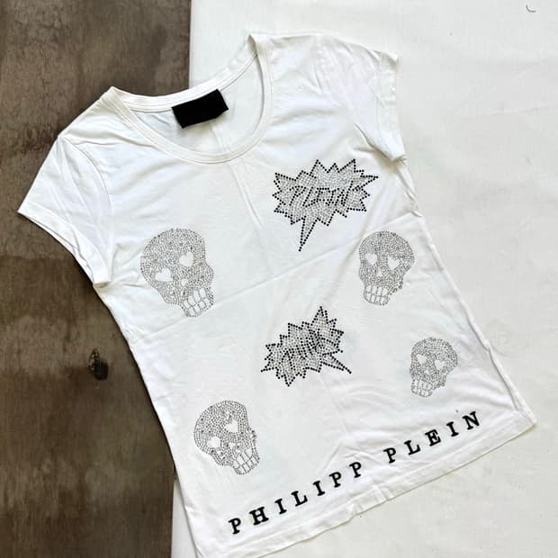 philipp plein 필립플레인 y2k 해골 큐빅 반팔