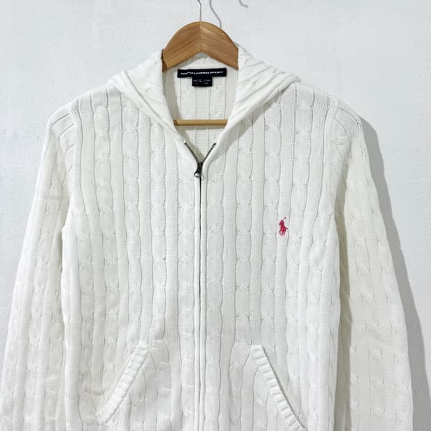 폴로 화이트 후드집업