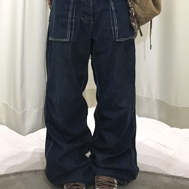 Vintage Stitch Wide Denim Pants
