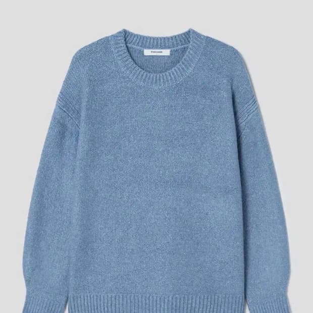 리버스 조직 라운드넥 니트 스카이블루 M