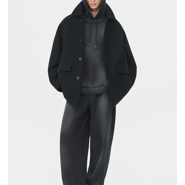 25FW 커스텀멜로우 Black Wool Car Coat 코트