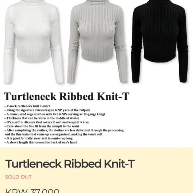 페일제이드 터틀넥 리브드 니트 그레이