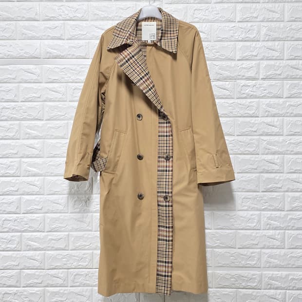 택포_ 에고이스트 체크 배색 트렌치 코트 S