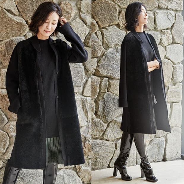 LBL 양털 무스탕 니트 코트