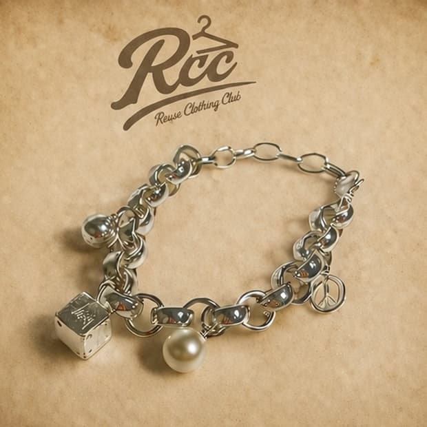 스투시 아이콘 참 브레이슬릿 스털링 실버 해