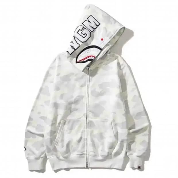 베이프 화이트 카모 샤크 후드집업 백계 L