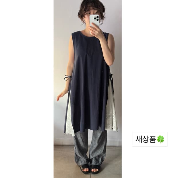 일본빈티지)민소매 트임레이스 원피스