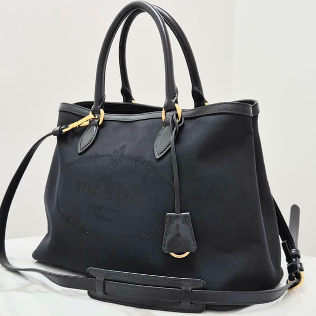 프라다 자카드 로고 패브릭 2way 토트겸 숄더백 1BA579
