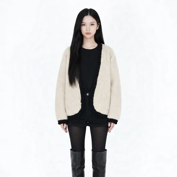 부클레 트웨이드 퍼자켓 가디건