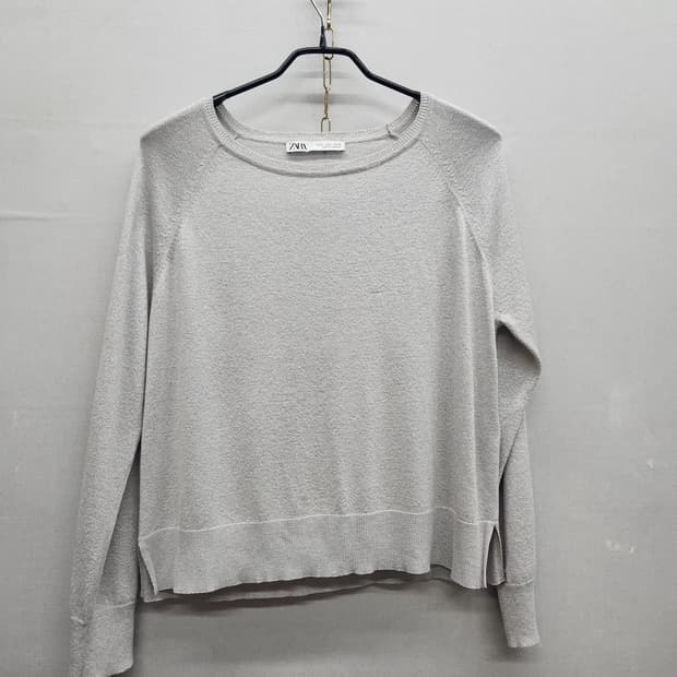 자라 ZARA 메탈릭 얇은 크롭 니트 S(L)