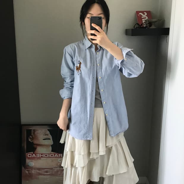 폴로 랄프로렌 빅포니 로고 스카이블루 셔츠 