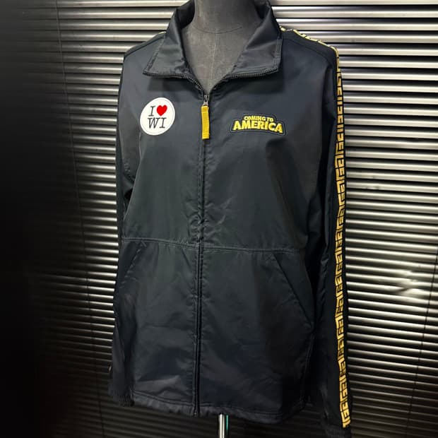 나이키 커밍투아메리카 검골 블랙 골드 기하학 집업 바람막이 우븐 올드스쿨