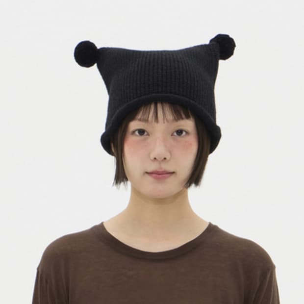 복복- 폼폼 캣 비니 (블랙)