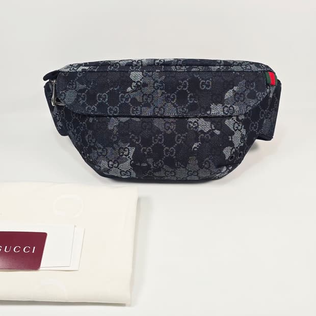 구찌 GG 데님 라지 벨트백