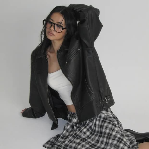 블랙업 레더 자켓