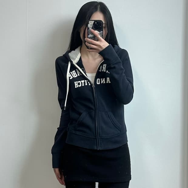아베크롬비 y2k 와투케 네이비 딱붙 후드집업