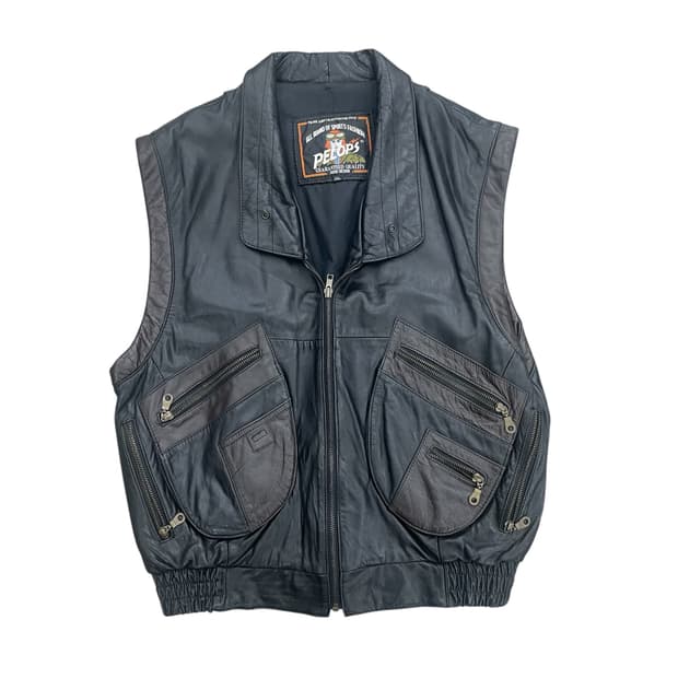 PELOPS 남성 가죽 조끼 블랙