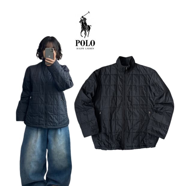 폴로스포츠 90s 고프코어 경량패딩 블랙 자켓