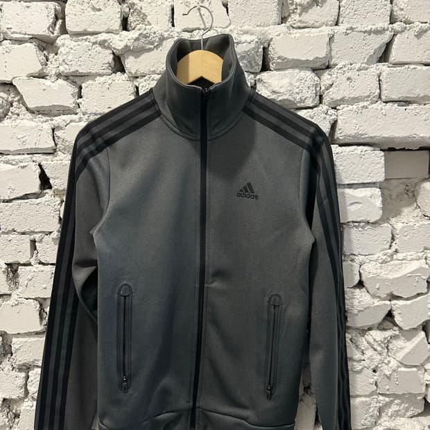 아디다스 그레이 삼선 트랙탑 져지