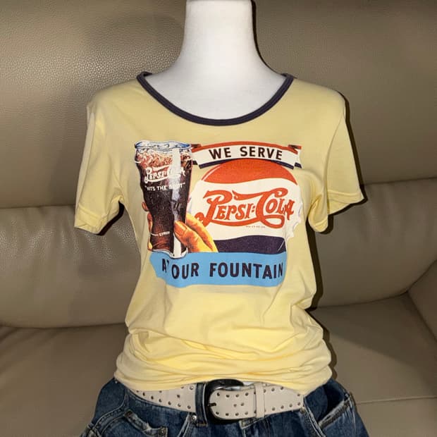 Pepsi printing detail yellow t-shirt