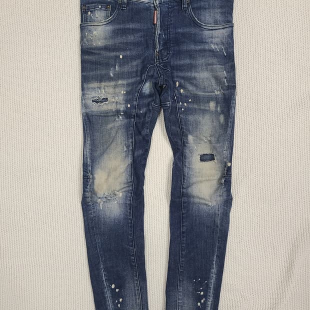 DSQUARED2 헤비 디스트로이드 스키니 데님