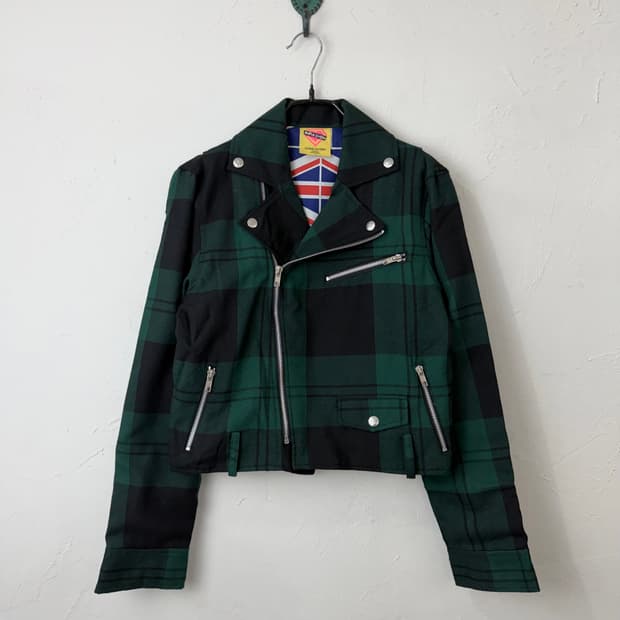 SUPER LOVERS 타탄 체크 라이더 자켓