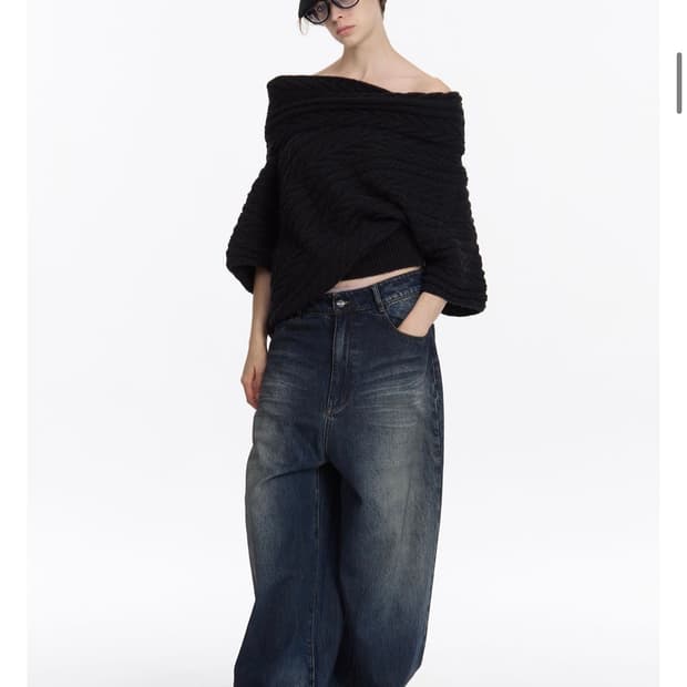 Off shoulder cable knit sweater