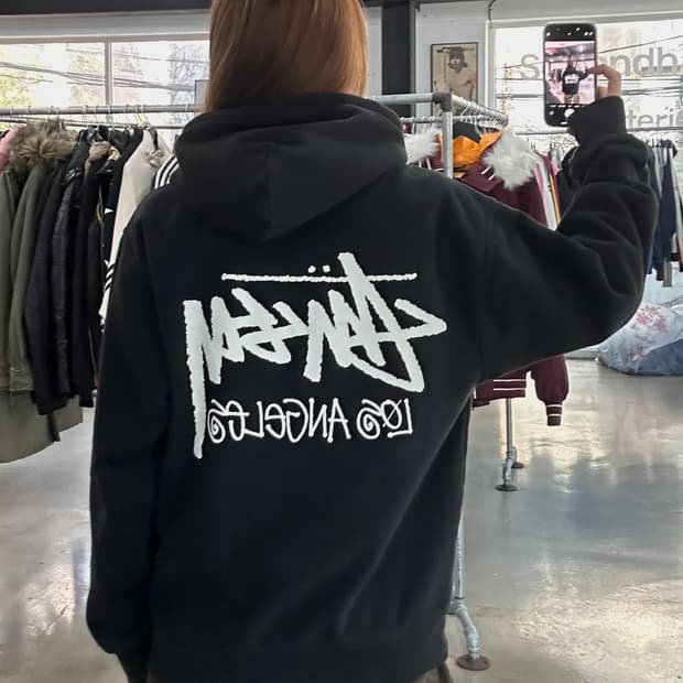 스투시 스탁 LA 후드티 블랙