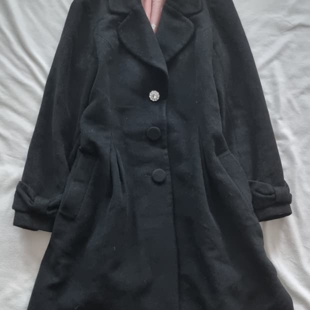 빈티지 갸루 블랙 리본 코트