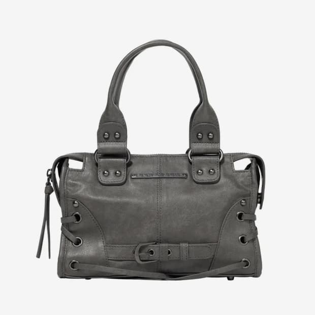 팬시클럽 벨티드 워싱 레더 미니백 그레이