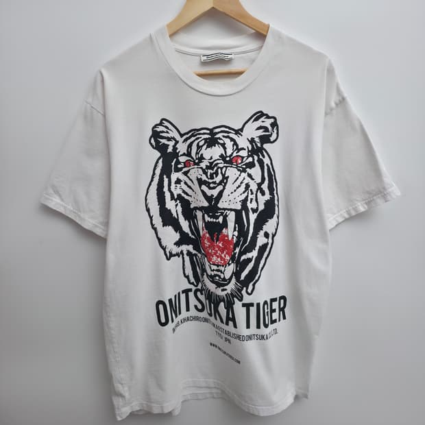 [L] 오니츠카타이거 타이거 화이트 반팔티