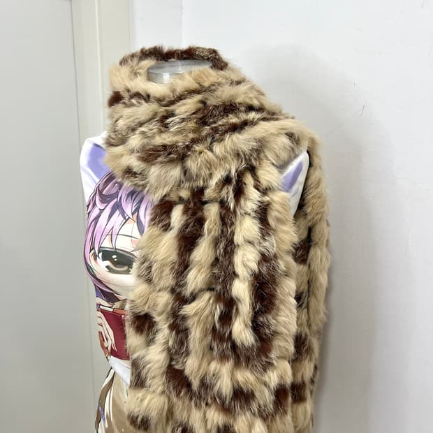 일본 빈티지 갸루 토끼털 퍼 머플러