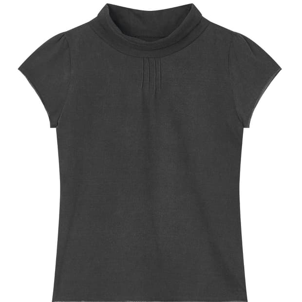 HALF-NECK PINTUCK SHORT SLEEVE T