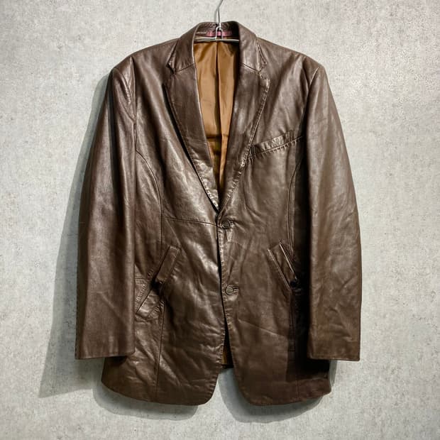 [50] PRIDE 브라운 양가죽 레더 블레이저